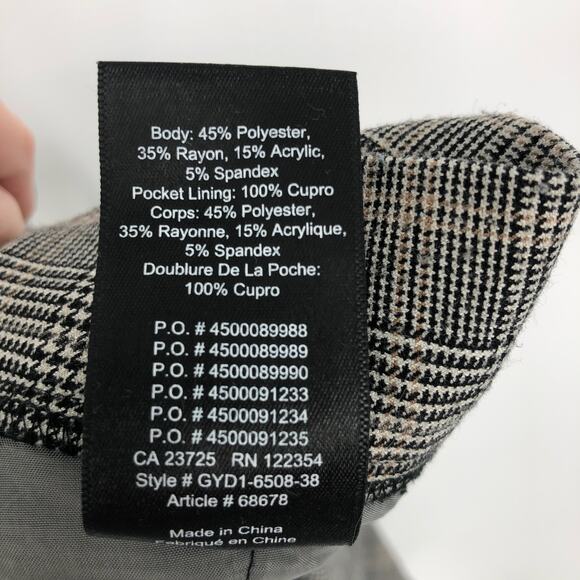 Babaton Womens Conan Plaid Dress Pants 6 Black Tan Midrise Slim Leg Stretch - Picture 9 of 9